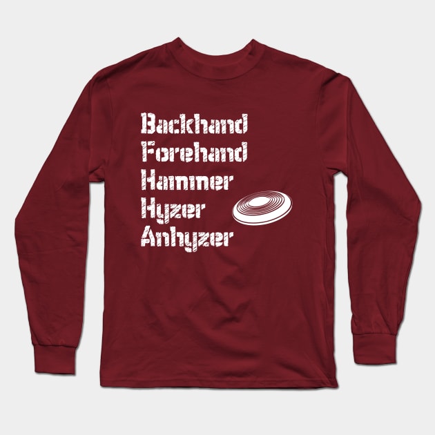 Backhand Disk Golf Throw Long Sleeve T-Shirt by TriHarder12